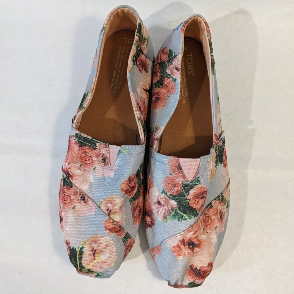 TOMS Alpargata Floral Slip-On Shoes Women's Size 11 Comfort Flowers Cottagecore - Picture 2 of 9
